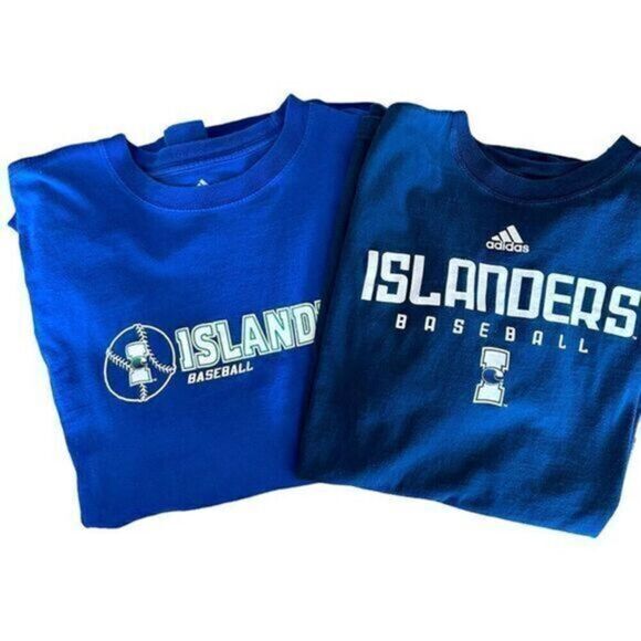 GUC - Adidas Unisex 2 Tee Shirts Islanders Baseball University Blue - Size XL - Picture 1 of 6